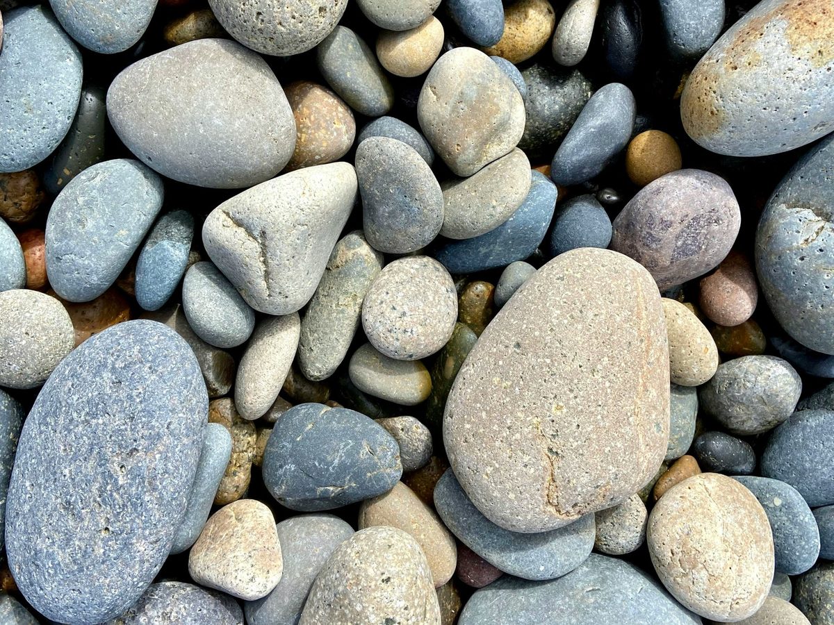 Smooth, colorful beach stones of every shape and size